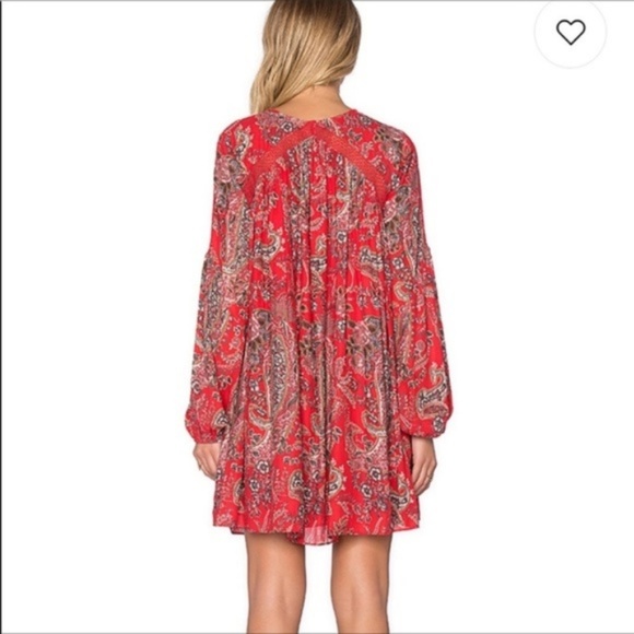 Free People Rain or Shine Red Boho Dress XS - Picture 4 of 8